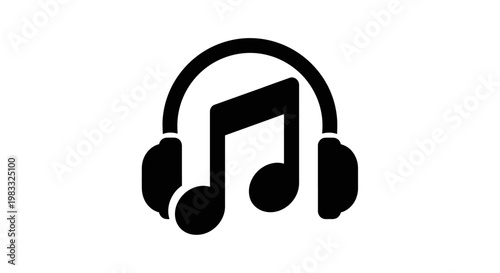 Music note with headphones on symbol.