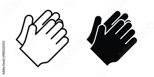 Clap hands icon outline style. Black solid silhouette style icons