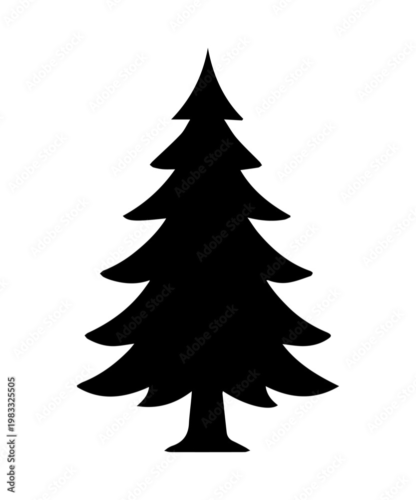 Obraz premium Pine tree simple silhouette icon