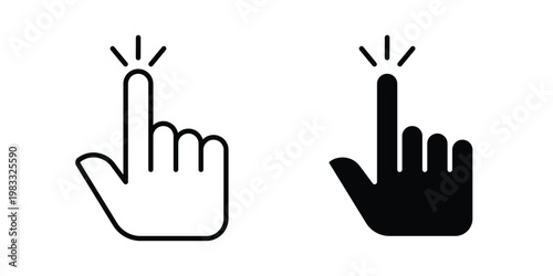 Click Hand icon outline style. Black solid silhouette style icons