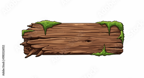 Pixel art wooden log with mossy patches on a white background