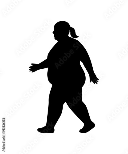 Overweight woman silhouette walking, representing body positivity