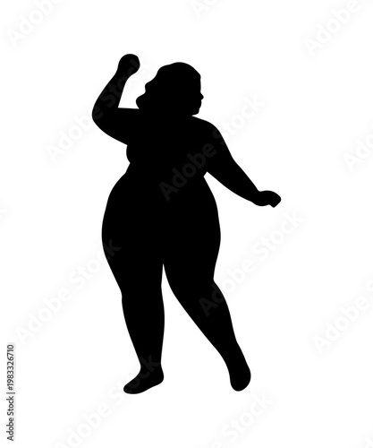 Overweight woman silhouette showing body positivity and diversity