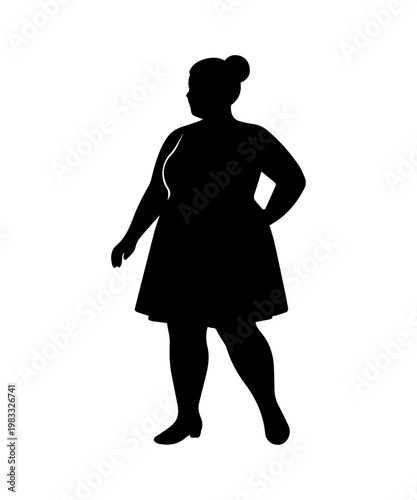 Overweight woman silhouette showing body positivity and diversity