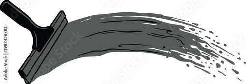 Squeegee cleaning stroke vector, window wash water splash illustration