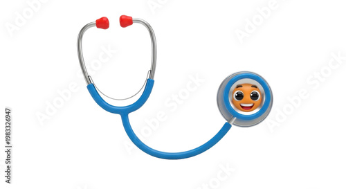 Stethoscope with smiling emoji diaphragm