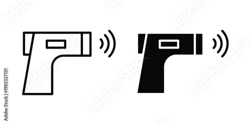 Contactless infrared thermometer icon outline style. Black solid silhouette style icons