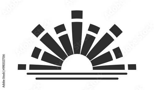 Sunrise Rays Emblem Badge Silhouette