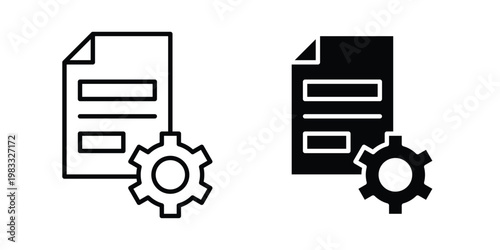 Content management icon outline style. Black solid silhouette style icons