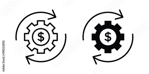 Costs optimization icon outline style. Black solid silhouette style icons