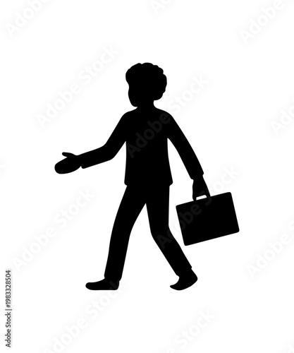 Boy pupil with briefcase silhouette