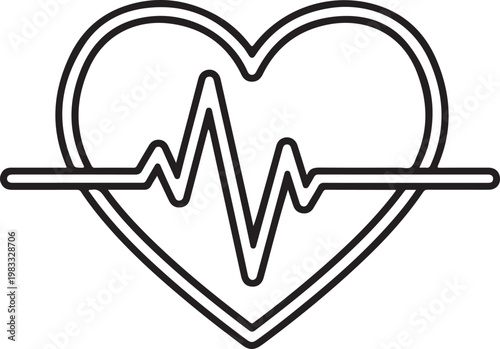Heart rate monitor icon with electrocardiogram line  medical symbol