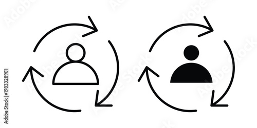 Customer retention icon outline style. Black solid silhouette style icons
