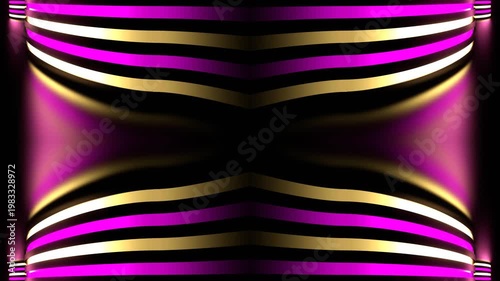 Pink and Yellow Neon Curved Walls Kaleidoscope Background VJ Loop in 4K