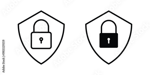 Data security icon outline style. Black solid silhouette style icons