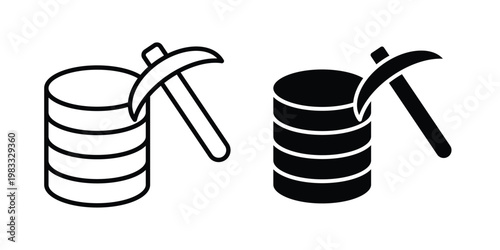 Data mining icon outline style. Black solid silhouette style icons