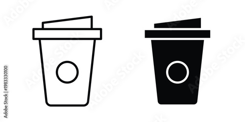 Disposable coffee cup icon outline style. Black solid silhouette style icons