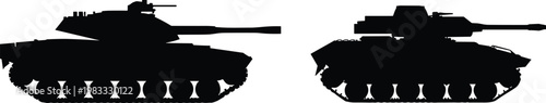 Military tank silhouettes, modern armored vehicles, war machine illustration, defense equipment, combat vehicle design, army warfare concept, battle tank artwork