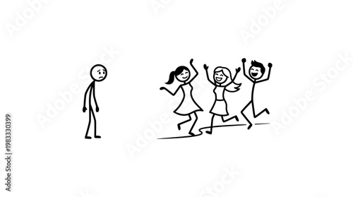 Loneliness and Socializing A Stick Figure Depiction