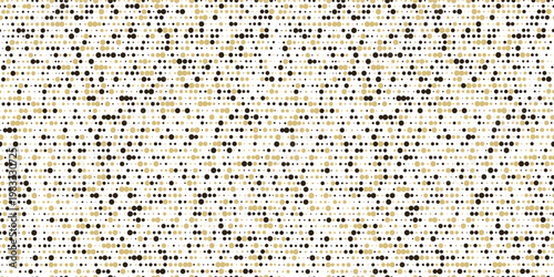 Vector background with gold and black dots, seamless pattern. Embellishment for gift wrapping paper, fabric, clothing, textiles, surface textures, and scrapbooking.