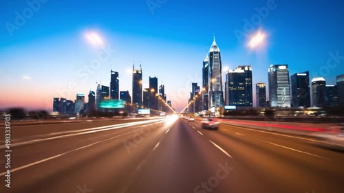 The city never sleeps — and neither does the speed.  This stunning long-exposure highway shot captures the heartbeat of urban life, where red and white light trails race through the night like elec