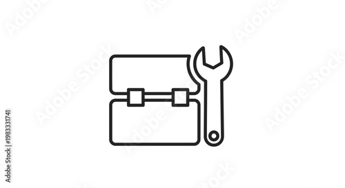 Toolbox with wrench and box.