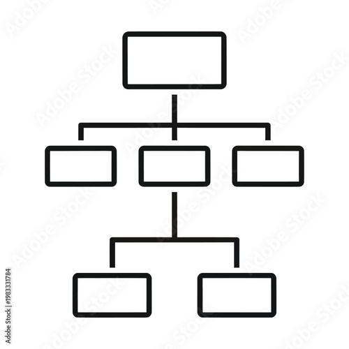 Organizational Chart Diagram Showing Hierarchical Structure with Rectangular Boxes Representing Workflow