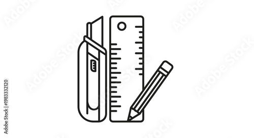 Stationery tools on a desk surface.