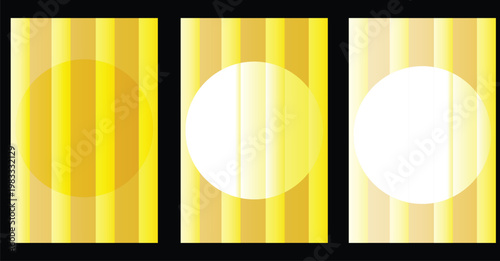 Abstract gradient circles a triptych of yellow and white forms