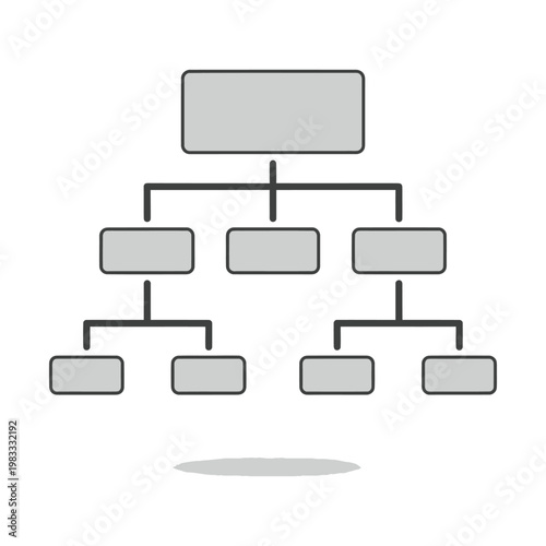 Organizational Chart Icon Showing Hierarchical Structure with Connected Boxes Representing Workflow or Team Roles