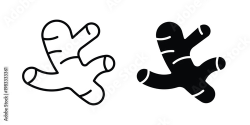 Ginger icon outline style. Black solid silhouette style icons