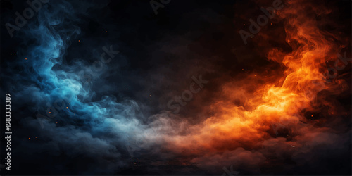 Abstract space background with fiery elements and glowing light in a dark cosmic sky creating a dramatic and atmospheric scene