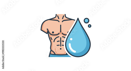 Torso with water drop hydration.