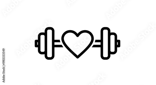 Heart Shaped Dumbbell Fitness Icon Symbol.