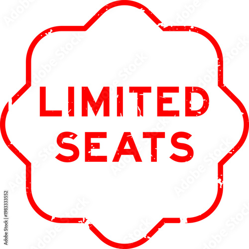 Grunge red limited seats word square seal stamp on white background