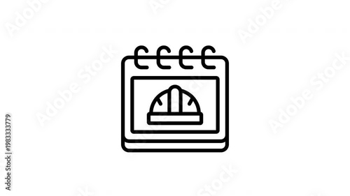 Labour Day Calendar Icon with Safety Helmet for Worker Schedule