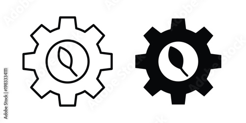 Green technology icon outline style. Black solid silhouette style icons