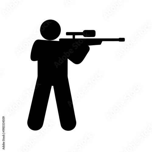 flat design silhouette aiming rifle in biathlon competition pose