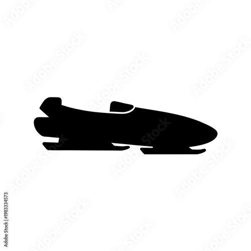 black bobsled racing on white background minimalist vector illustration