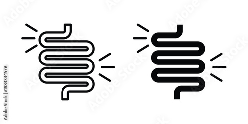 Gut constipation icon outline style. Black solid silhouette style icons