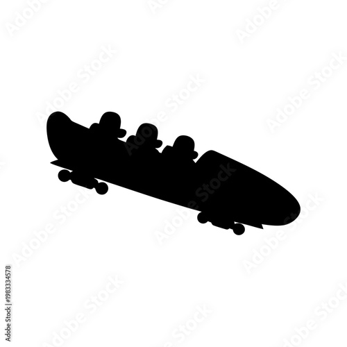 black bobsled team in motion minimalist silhouette vector illustration