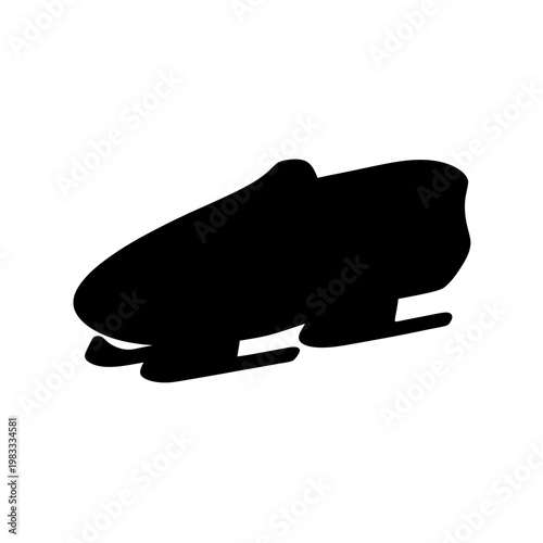 black bobsled on white background minimalist winter sports illustration