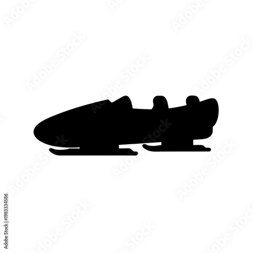black silhouette bobsled racing on white background minimalist sport concept