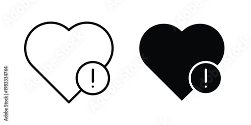 Heart attack icon outline style. Black solid silhouette style icons