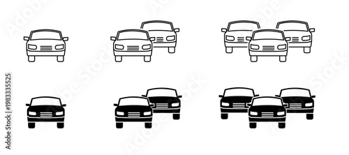 Car Icons Collection – Automobile, Traffic, Driving and Transport Vector Symbol Set