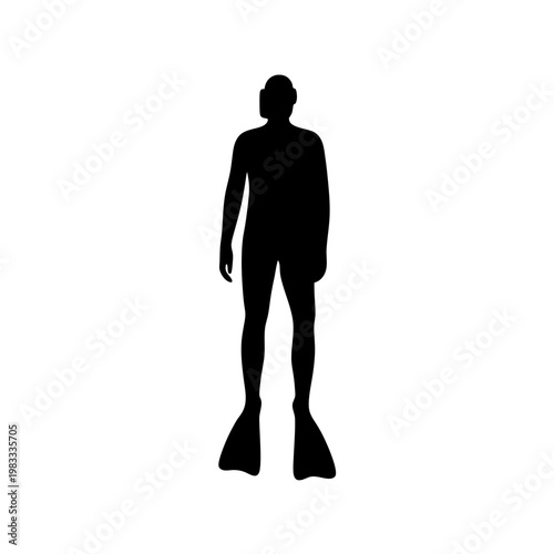 silhouette of diver mid-air against white background minimalist concept
