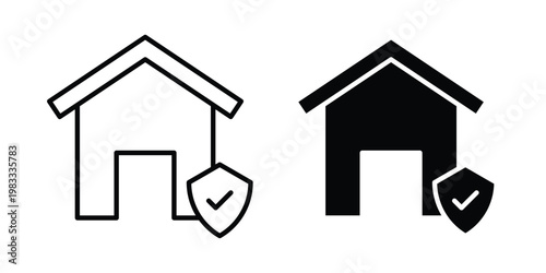 House insurance icon outline style. Black solid silhouette style icons