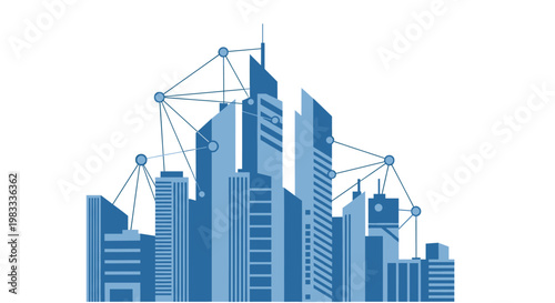 A clean, modern vector illustration of a blue skyscraper against a white background. Ideal for conveying professionalism, stability, and urban develop