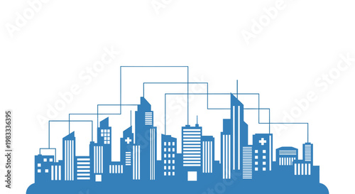 A clean, modern icon of a blue skyscraper conveys growth, stability, and progress. Perfect for business presentations, websites, and marketing materia