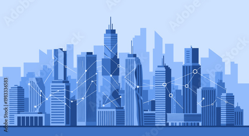 A tranquil, abstract cityscape illustration conveys growth, connection, and progress. Ideal for business reports, tech articles, or presentations need